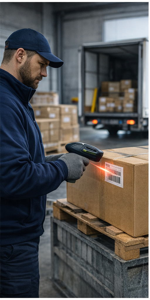Kabelloser Scanner im Wareneingang